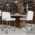 thumbnail image 1 of Genpo Counter Height Bar Stools Set of 2, 26" Industrial Kitchen Counter Height Stools with Back, White Leather Barstools with Padded Seat and Painted Metal Frame for Kitchen Island, 1 of 9
