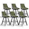 thumbnail image 1 of Solfway Swivel Bar Stools Set of 6, 26 inch Counter Height Bar Stools with Back, Tufted PU Leather Bar Chair Barstools for Kitchen Island with Metal Legs and Footrest, Green, 1 of 8