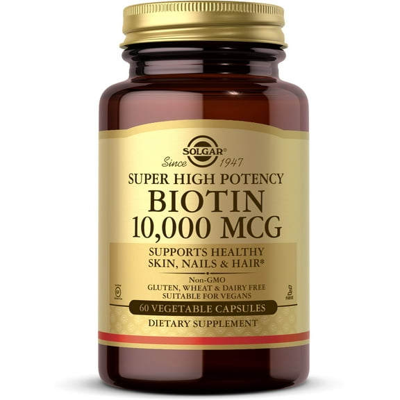 Solgar Biotin 10,000 mcg Vegetable Capsules - 60 ct (Pack of 2)