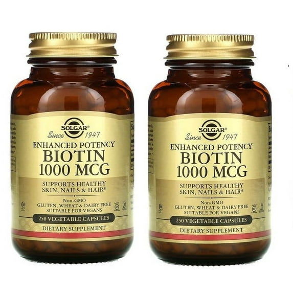 Solgar - Biotin 1000 mcg, 250 Vegetable Capsules - 2 Packs
