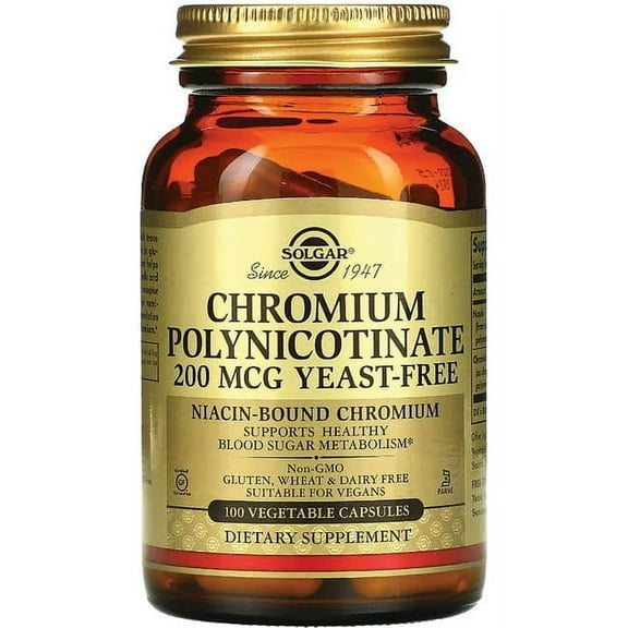 Solgar Chromium Polynicotinate Yeast Free 200 mcg 100 Veg Caps
