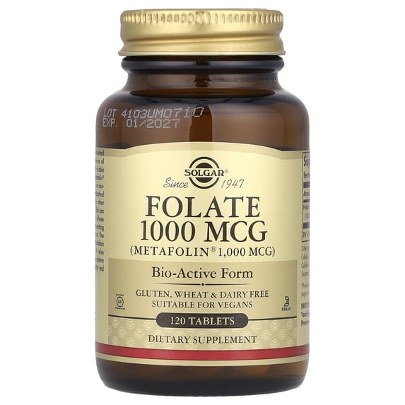 Solgar Folate 1000 mcg (as Metafolin) Tablets, 120 Ct