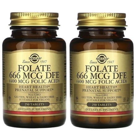 Solgar, Folate, 400 mcg, 250 Tablets 2 Packs