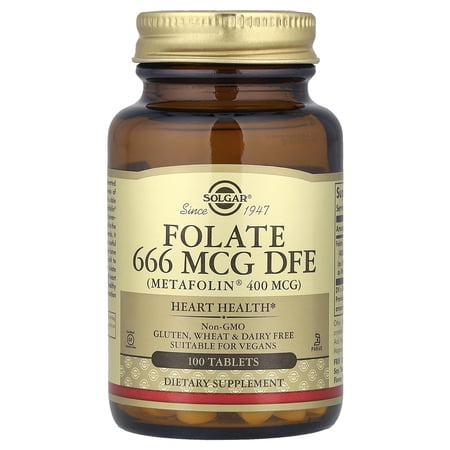 Solgar Folate 666 MCG DFE (Metafolin® 400 MCG) Tablets - 100 ct