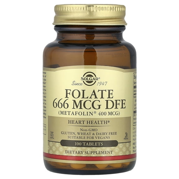 Solgar Folate 400 mcg (as Metafolin) Tablets, 100 Ct