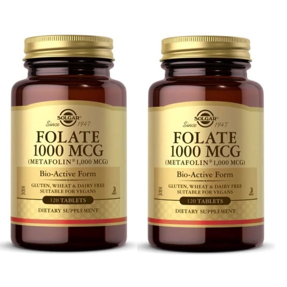 Solgar Folate As Metafolin, 1000 mcg, 120 Tablets 2 Packs