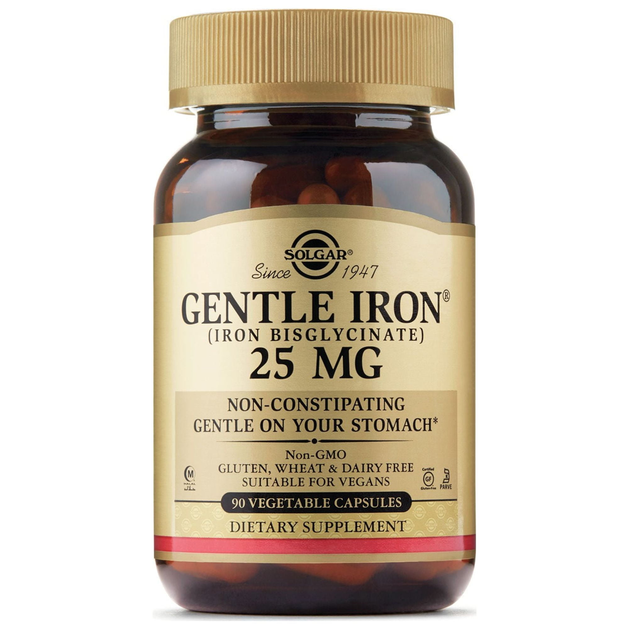 Solgar, Gentle Iron, 25 mg, 90 Vegetable Capsules, 3 Packs - Walmart.com