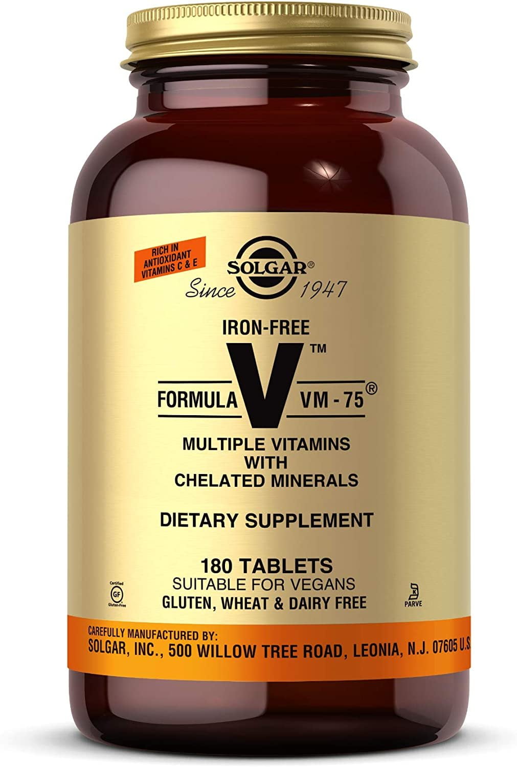 Solgar IronFree Formula VM75, 180 Tablets