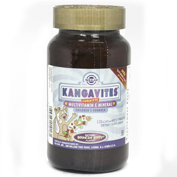 Solgar Kangavites Multivitamin & Mineral Chewable Tablets Bouncin Berry Flavor, 120 Tablets