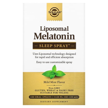 Solgar Liposoman Melatonin, Sleep Spray, Mild Mint, 100 Oral Sprays, 0.68 fl oz (20 ml)