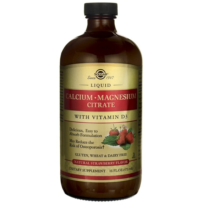 Solgar Liquid Calcium Magnesium Citrate with Vitamin D3 Strawberry