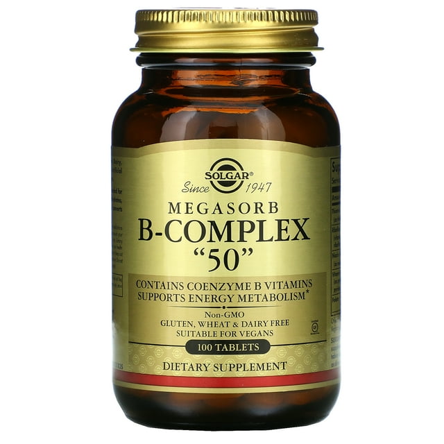 Solgar Megasorb B-Complex 50 100 Tablets - Walmart.com