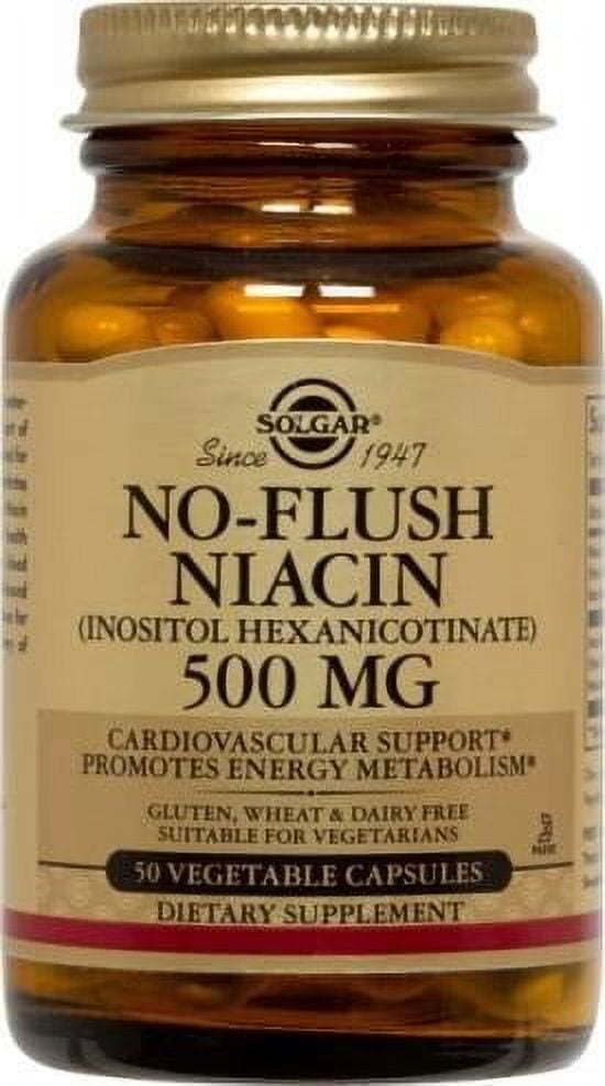 Solgar NoFlush Niacin 500 mg Vegetable Capsules, 50 Ct