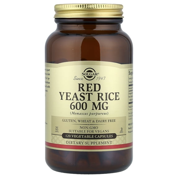 Solgar Red Yeast Rice 600mg Vegetable Capsules, 120 Ct, 1 Pack