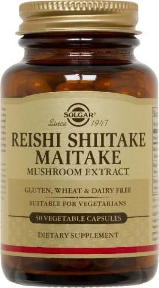 Solgar Reishi Shiitake Maitake Mushroom Extract Vegetable Capsules, 50