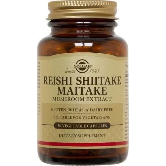 Solgar Reishi Shiitake Maitake Mushroom Extract Vegetable Capsules  - 50 Count