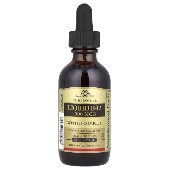 Solgar Sublingual Liquid B-12 2000 mcg with B-Complex 1 ea