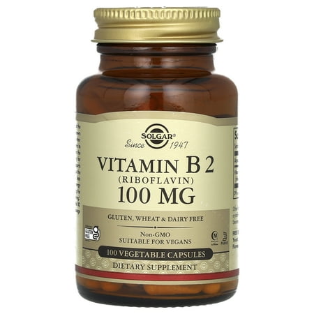 Vitamin B2 (Riboflavin), 100 mg, 100 Vegetable Capsules, Solgar