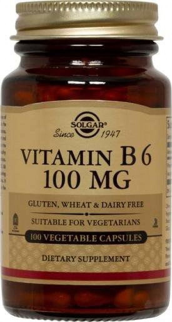 Solgar Vitamin B6 100 mg - 100 Vegetable Capsules - Walmart.com