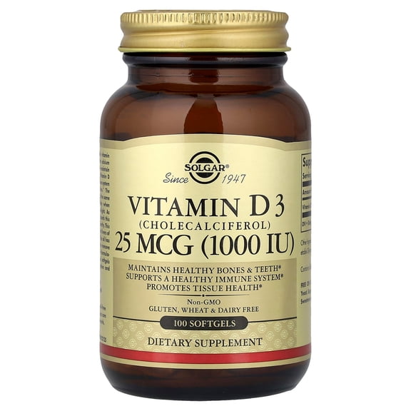 Solgar Vitamin D3 (Cholecalciferol) 25 mCG (1000 IU) Softgels 1 ea