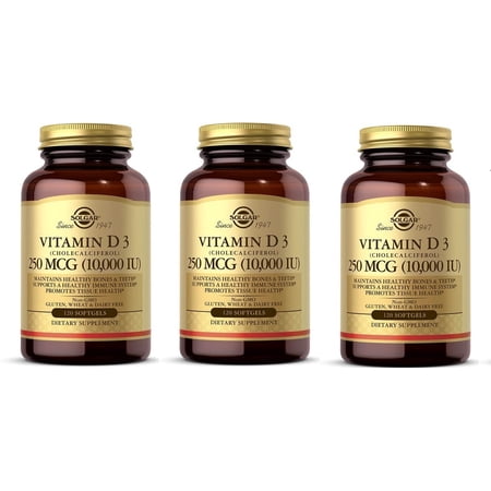 Solgar Vitamin D3 Cholecalciferol 10000 IU, 120 Softgels-3 Pack