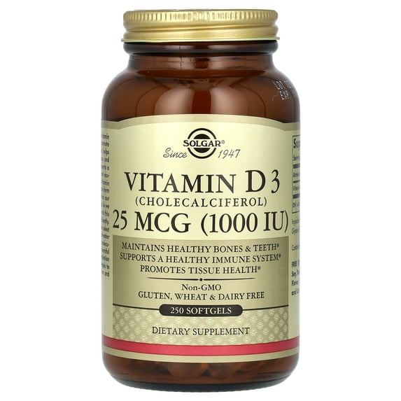 Solgar Vitamin D3 (Cholecalciferol) 25 mcg (1,000 Iu) 250 Sgels