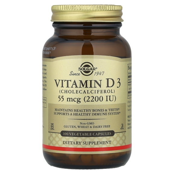 Solgar Vitamin D3 (Cholecalciferol) 55 mcg (2200 IU) Vegetable Capsules 1 ea