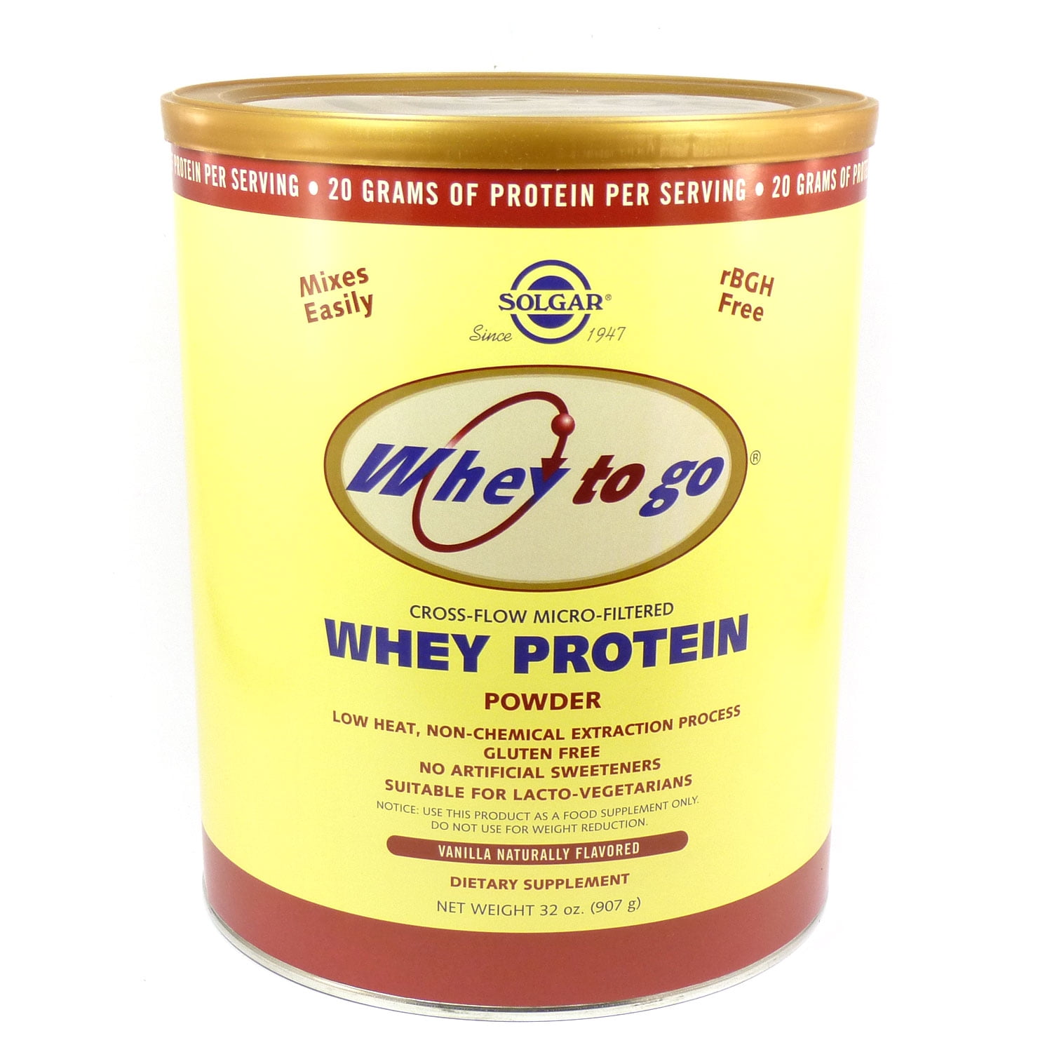 Solgar Whey To Go Protein Powder Natural Vanilla Bean Flavor 32