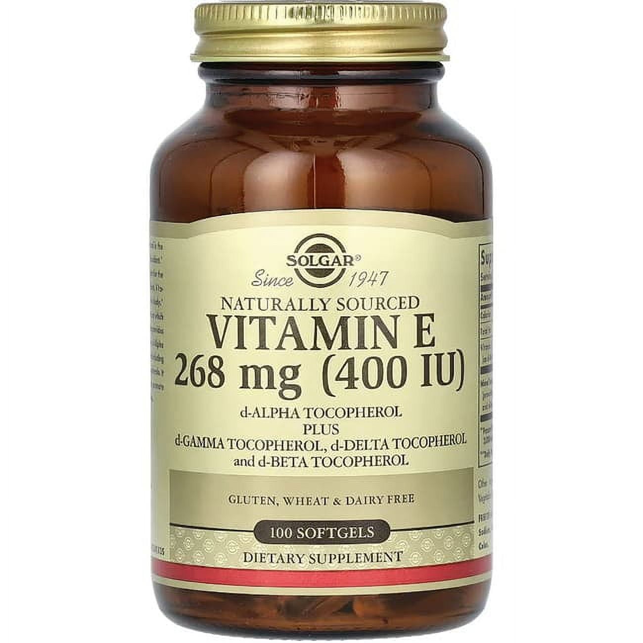 Solgar vitamin e 400 iu alpha softgels, 100 ct