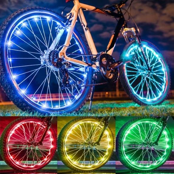 Solhice 2 Tire Pack bike lights,Color Changing Bicycle Wheel Lights, 7 Colors in 1 Waterproof bike LED Spoke Rope Lights,, Battery Powered (Not Included)