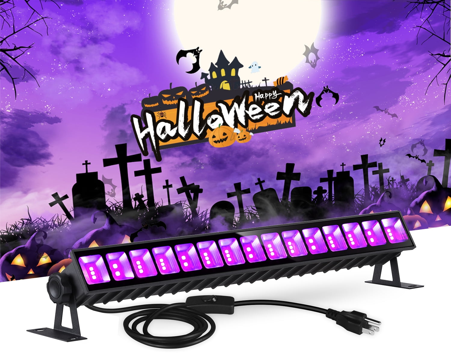 Solhice 36W Graphene LED Black Light Bar,1 Pack Halloween Light UV Bar