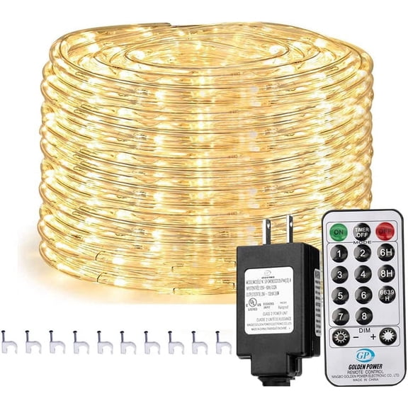 Solhice 75 ft LED Rope Lights Outdoor for Christmas, 280 LEDs with Remote Control Waterproof Dimmable Warm White Tube Lights Plug in for Bedroom, Deck, Indoor Decor (Not Connectable)