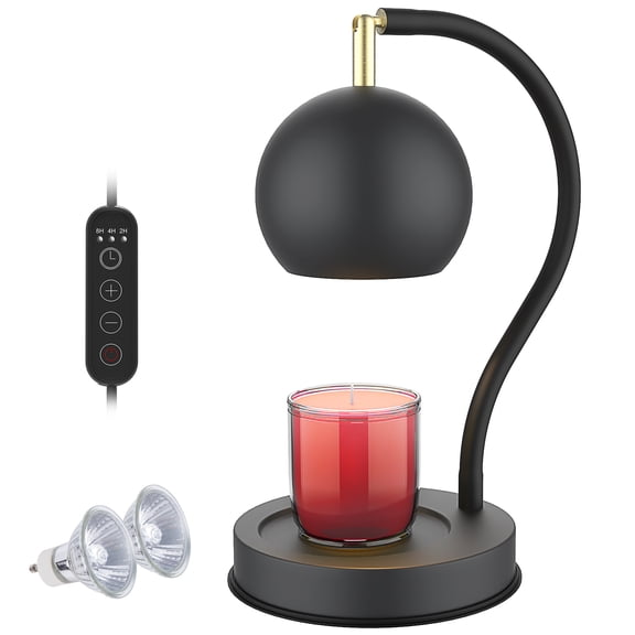 Solhice Adjustable Dimmable Candle Warmer Lamp with 2 GU10 Halogen Bulbs, Black
