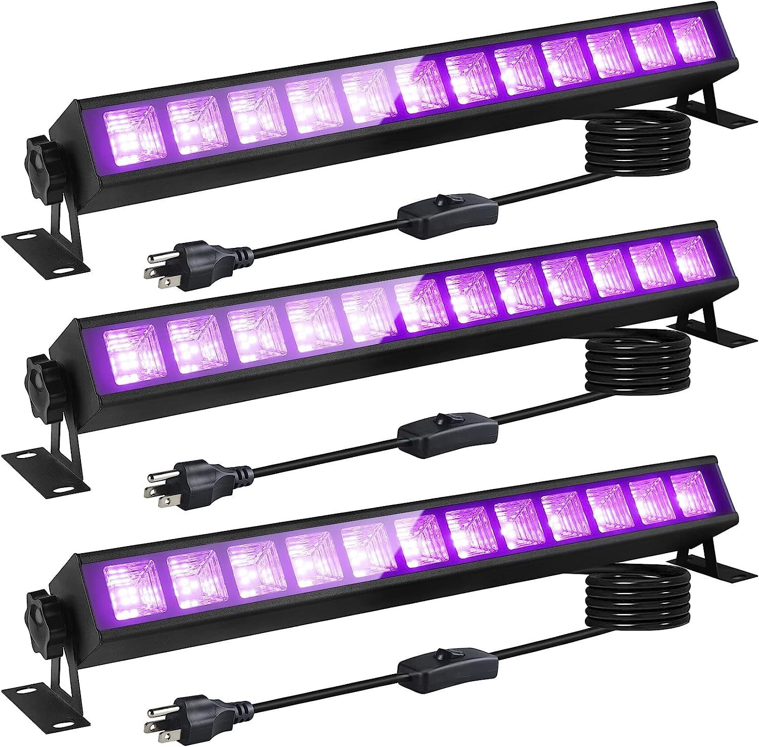 Solhice Upgraded 36W 40LEDs Black Light Bar,3Packs Glow Neon Party