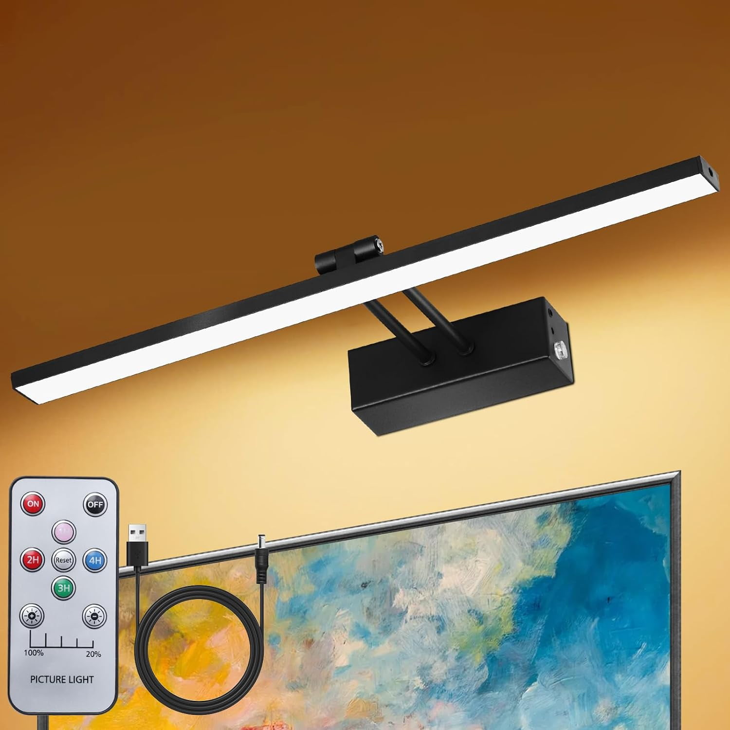 Picture light battery operated 13in wireless art light for paintings