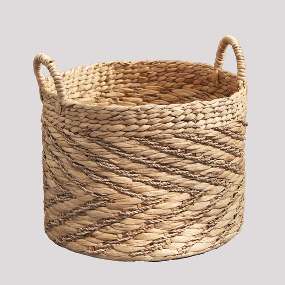 Solhome 15" x 15" Wicker Woven Brown Storage Baskets with Handle