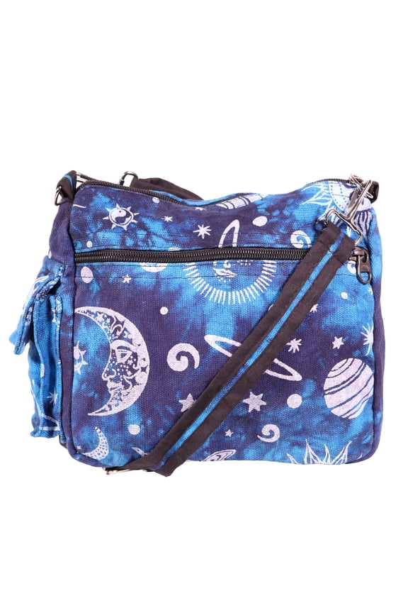 Sun Moon and Stars Small Cosmic Crossbody Shoulder Bag Tie Dye