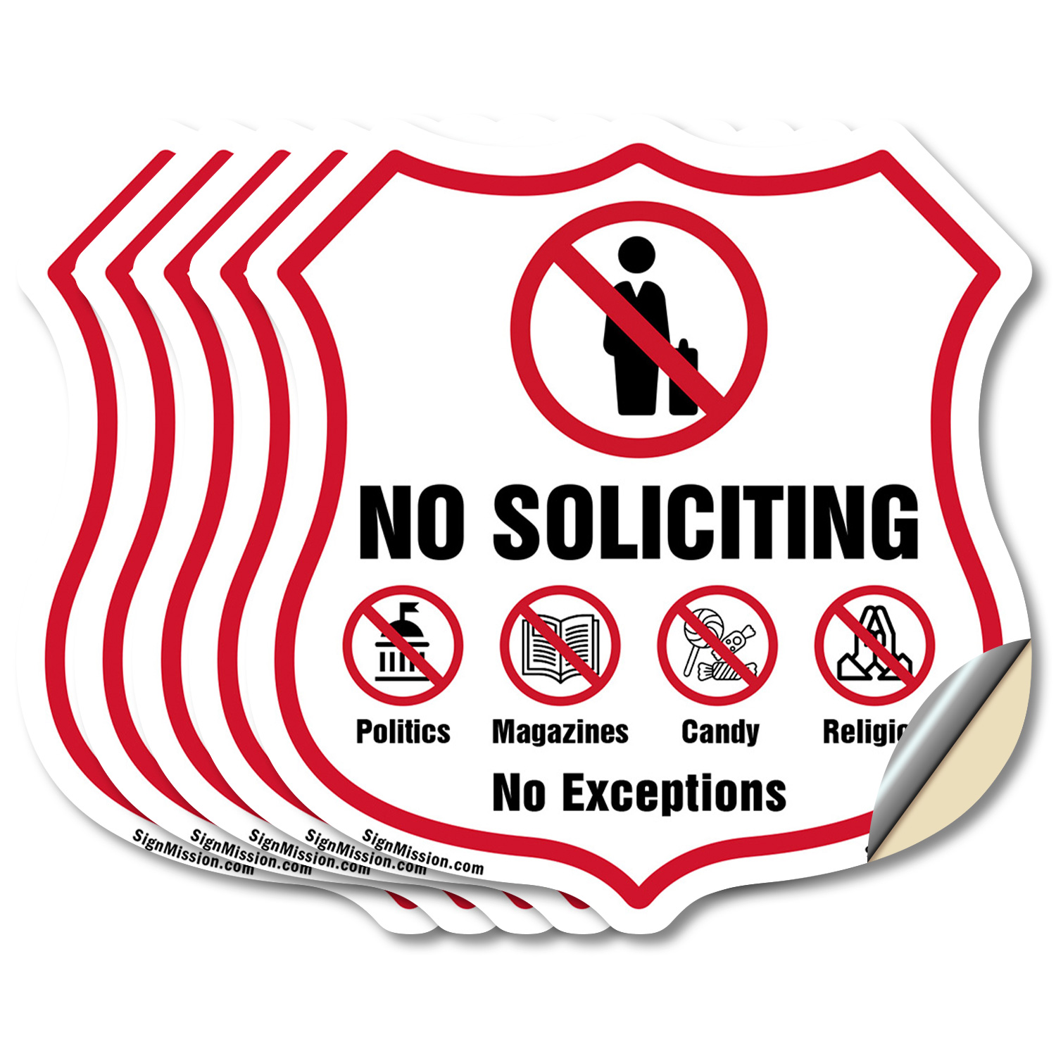 No Soliciting Shield Sign No Politics Magazines Candy Religion No ...