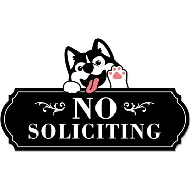 No Soliciting Sign For Hoe - Brushed Silver - 2.2\" X 8.25\" Acrylic...