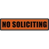 No Soliciting Sign for House, Durable No Soliciting Metal Signs for Home & Office, No Solicitation Signs for Front DoorWallWindowYard, 4"x16" Orange Background With Black Edge