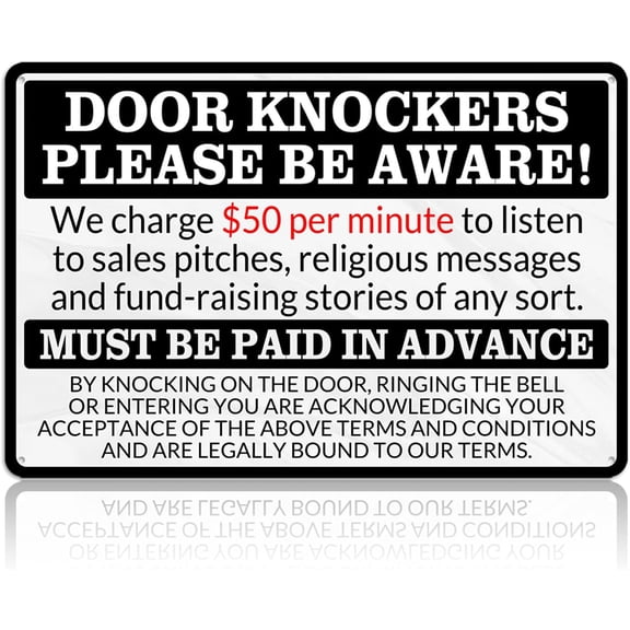No Soliciting Sign for House Front Door - Funny Metal Tin Signs Room Decor Door Knockers Please Be Aware Warning Yard Sign, Home Bedroom Wall Art Decorations 8x12 Inch