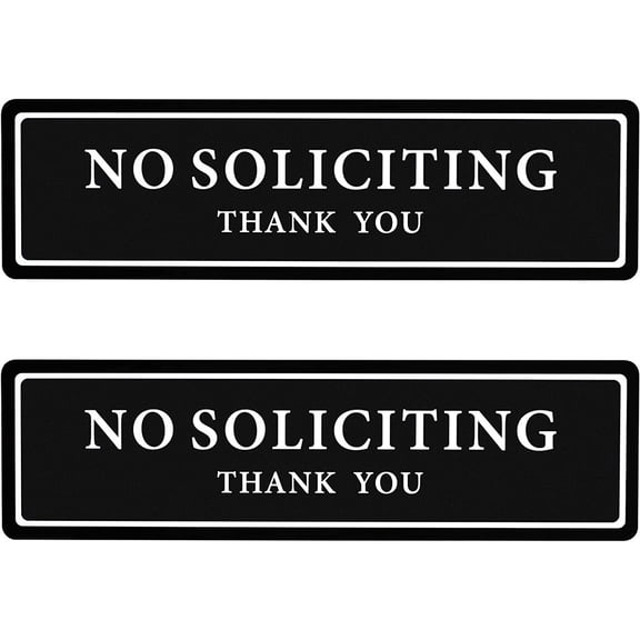 No Soliciting Sign for House That Keeps Solicitors Away, Super strong tape for all surfaces, 8.3 2.4 In,2025 version, Perfect for Home Office Front Doors, Windows, Walls, Courtyard,2-Pack