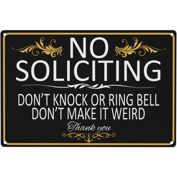 No Soliciting Sign for House Yard Sign, Metal No Soliciting Sign Perfect for Yard with 4 Pre-drilled Holes, Easy to Install Waterproof, Fade and Scratch Resistant 8×12 Inch (Don't Ring Bell)