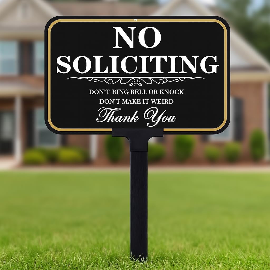 14x10 Sign No Soliciting Signs for House With Stake, No Soliciting Sign for Front ...