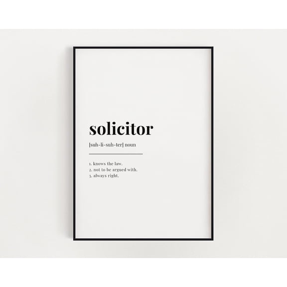Solicitor Definition Wall Art Print, Solicitor Print, Definition Print, Lawyer, Print Print, Quote Print, Typography Print Home Decor #3409, Unframed Poster Size 8x12
