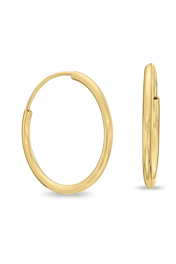 1/20 14k Yellow Gold Filled 2 Real Endless Hoop Earrings 1 Inch Mens Womens 20mm