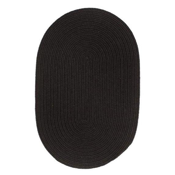 Solid 10' Round Wool Rug Black