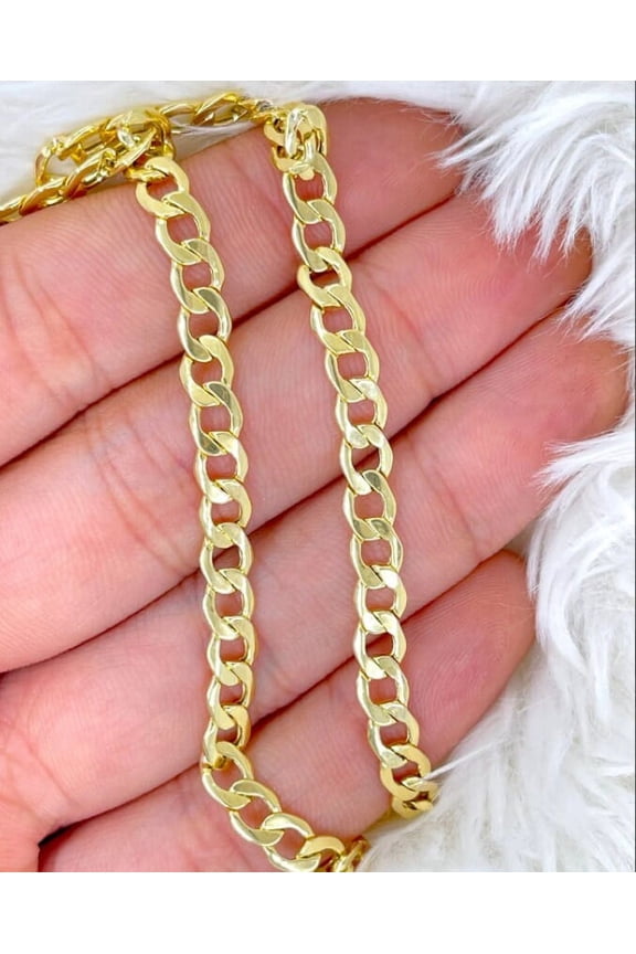 Solid 10K Gold Curb Chain 5mm, Man Gold Chain, Real Gold Gents Chain, 5mm Gold Curb Chain