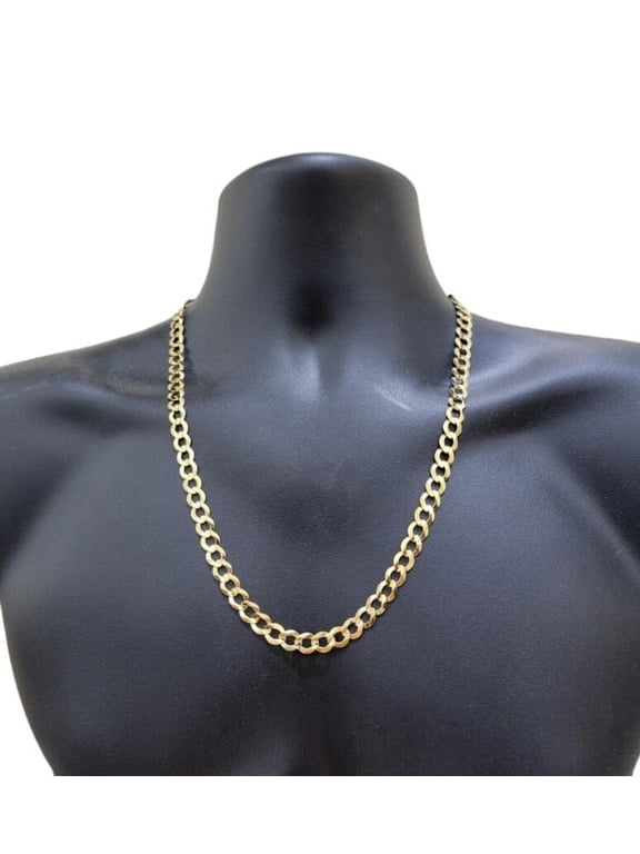 Solid 10K Gold Curb Chain 5mm, Man Gold Chain, Real Gold Gents Chain, 5mm Gold Curb Chain