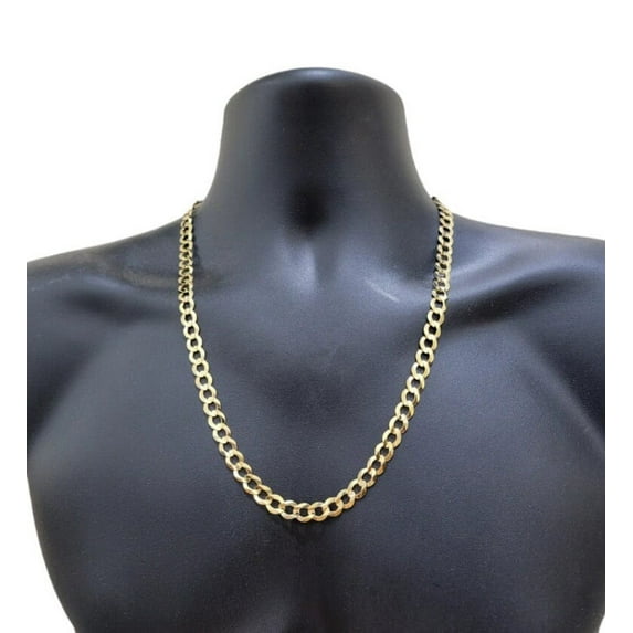 Solid 10K Gold Curb Chain 5mm, Man Gold Chain, Real Gold Gents Chain, 5mm Gold Curb Chain
